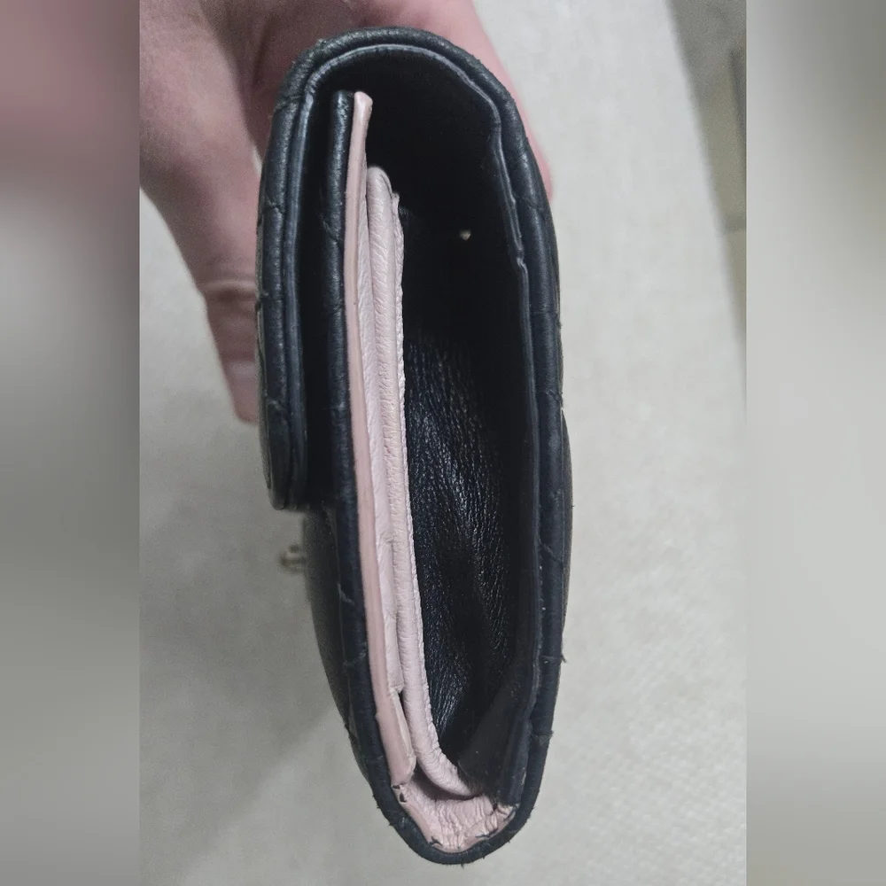 Christan Dior Miss Dior Calf Skin Black Wallet